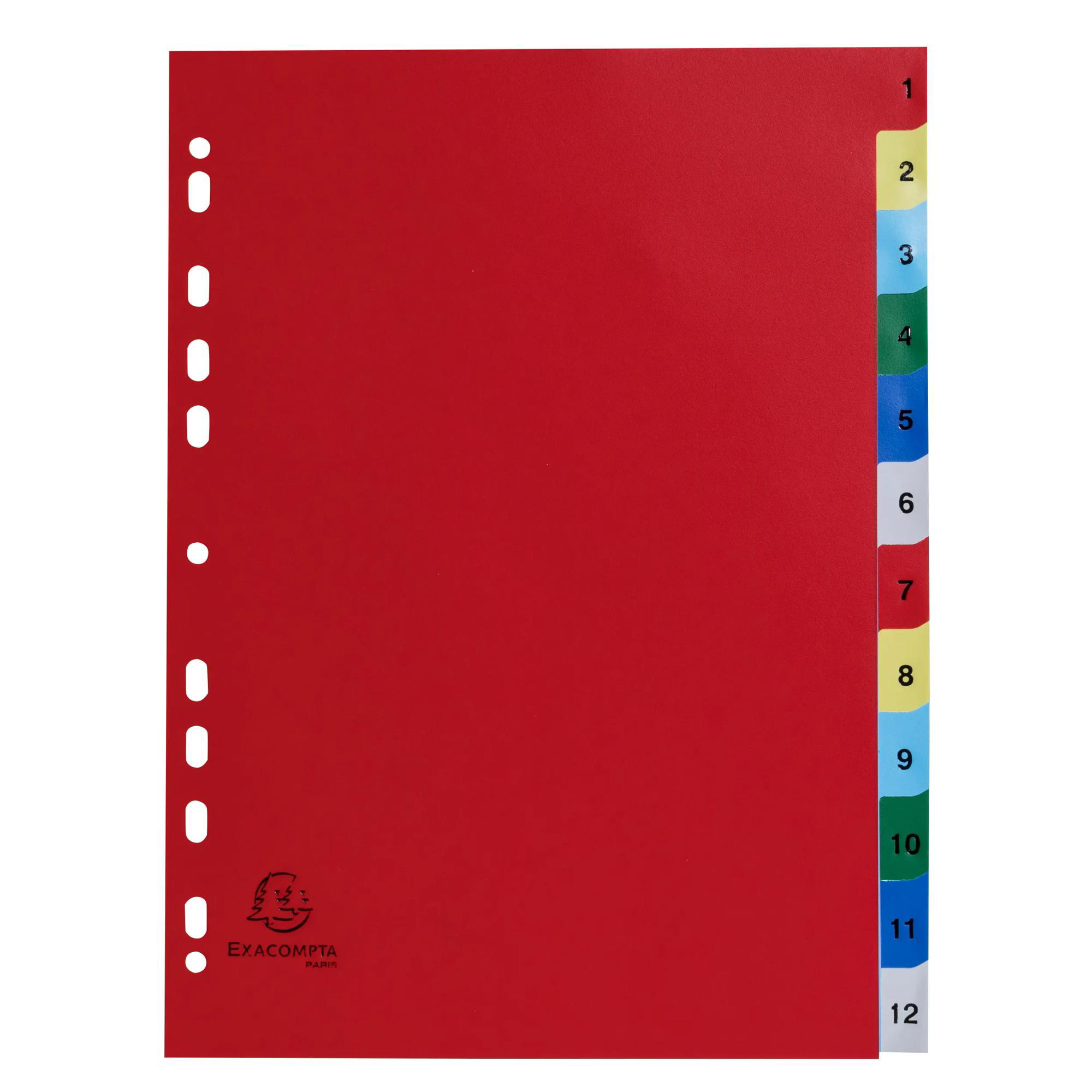 EXACOMPTA Intercalaires imprimés numériques polypropylène 12/100e - 12 positions - A4 - Assorties vives