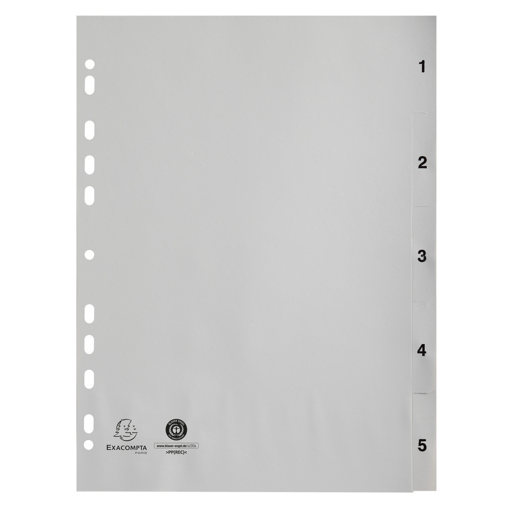 EXACOMPTA Intercalaires imprims numriques PP gris recycl - 5 positions - A4 - Gris