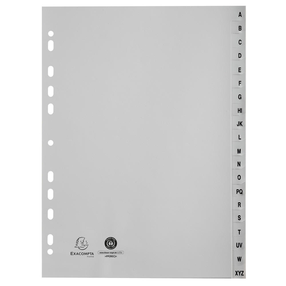 EXACOMPTA Intercalaires imprims alphabtiques PP recycl - AZ 20 positions - A4 - Gris