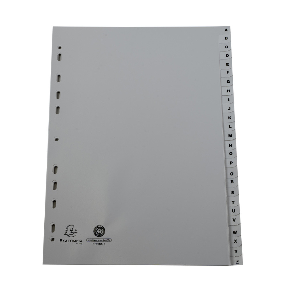 EXACOMPTA Intercalaires imprims alphabtiques PP recycl - AZ 26 positions - A4 - Gris