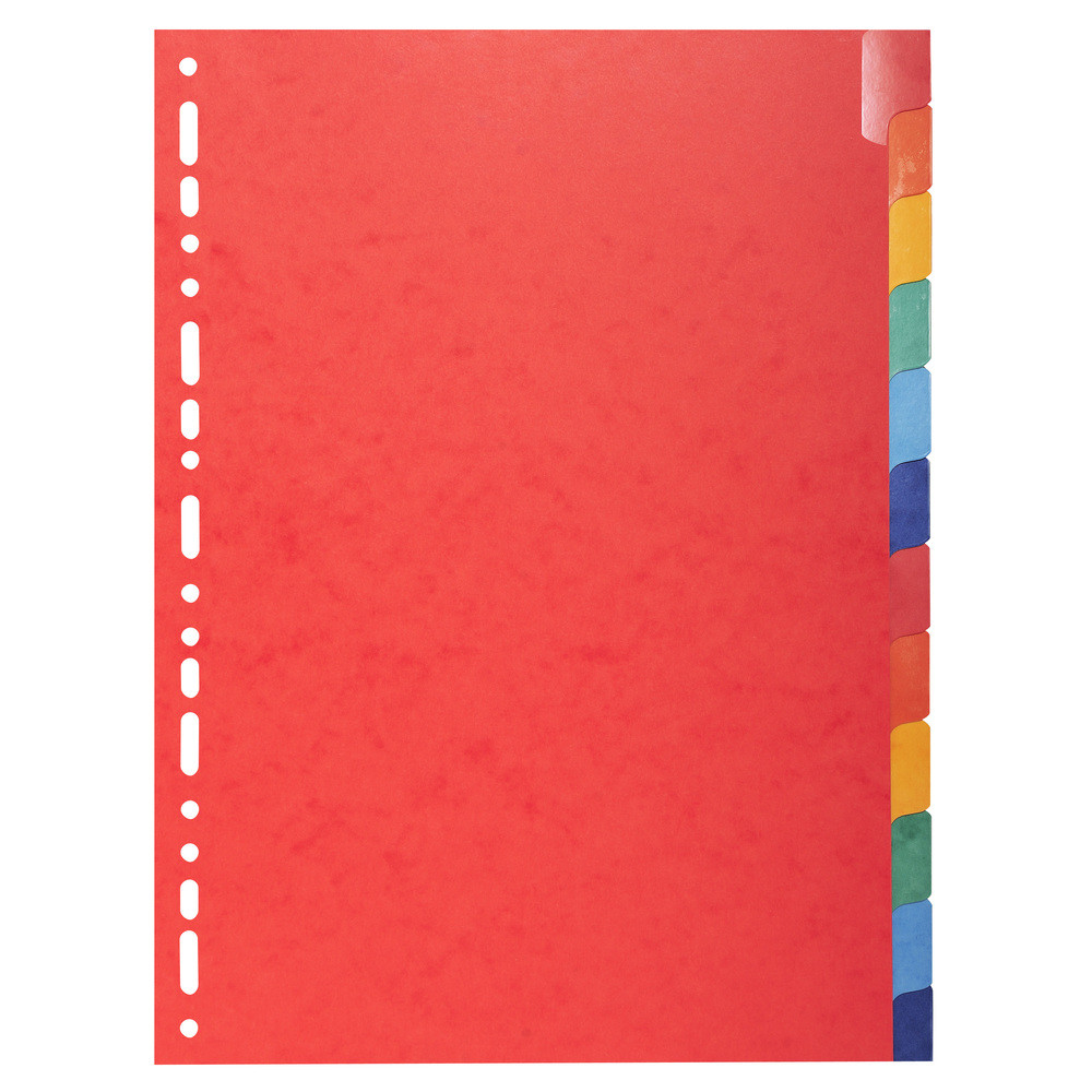 EXACOMPTA Intercalaires Carte lustre 225g avec onglets renforcs - 12 positions - A4 - Couleurs assorties