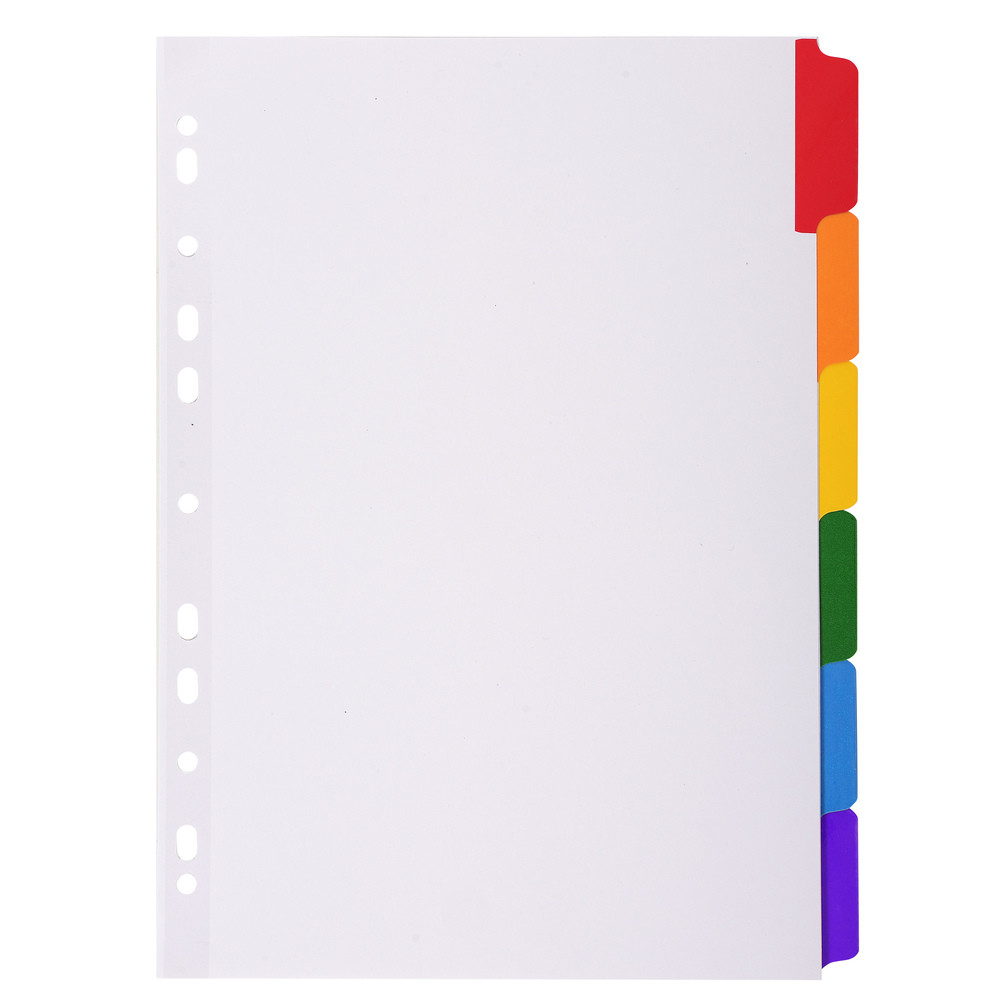 EXACOMPTA Intercalaires carte blanche 160g avec onglets couleurs renforcs - 6 positions - A4 - Blanc