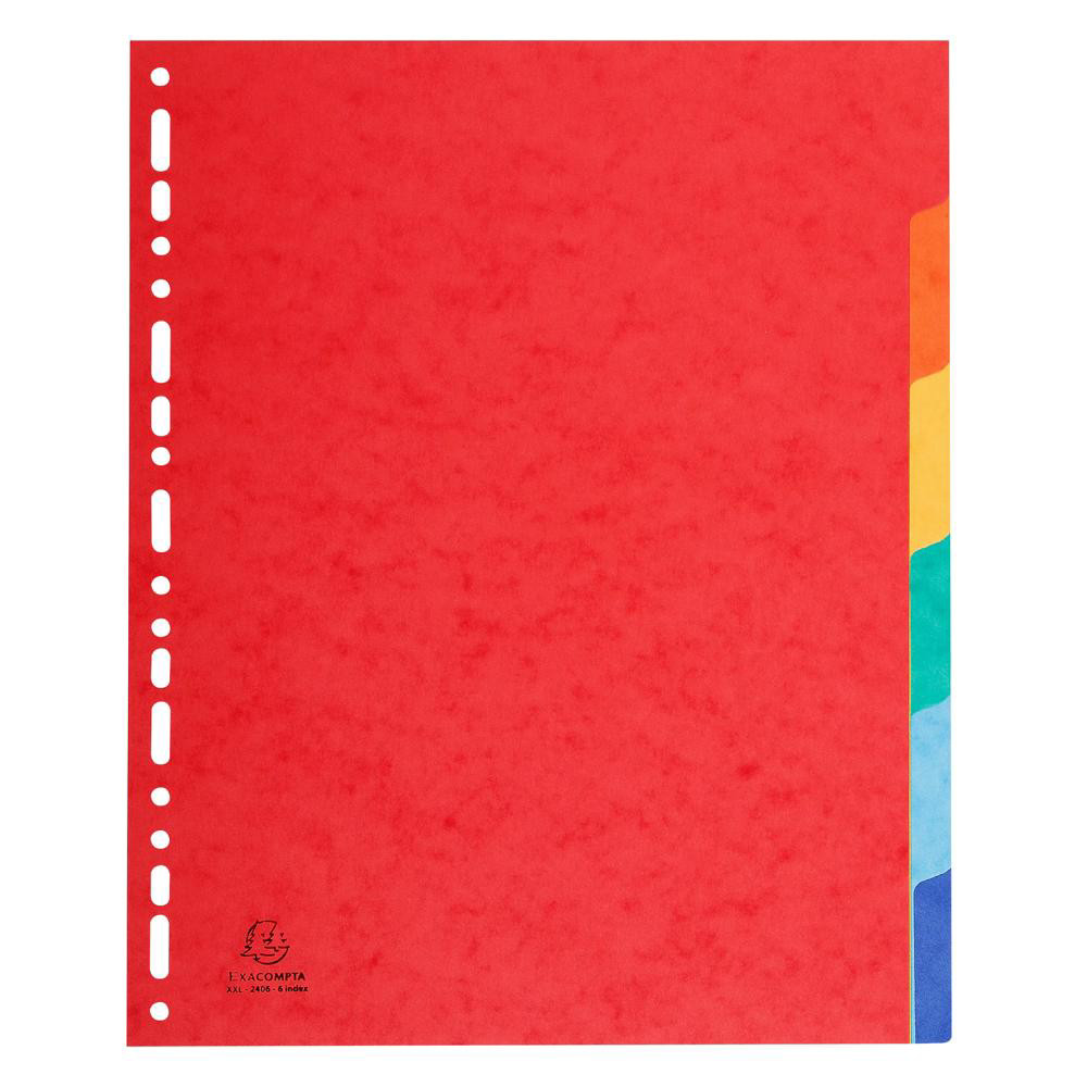 EXACOMPTA Intercalaires carte lustre 225g 6 positions - A4 maxi - Couleurs assorties