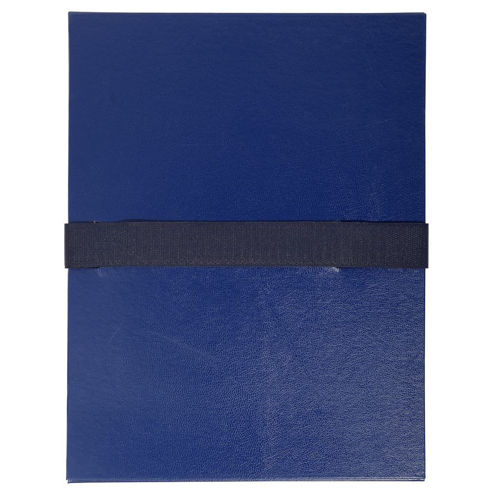 EXACOMPTA Chemise extensible balacron sans rabat sangle scratch - 24x32cm - Bleu fonc