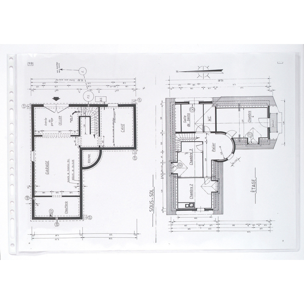 EXACOMPTA Sachet de 10 pochettes perfores PVC lisse 12/100e - A3 horizontal - Cristal