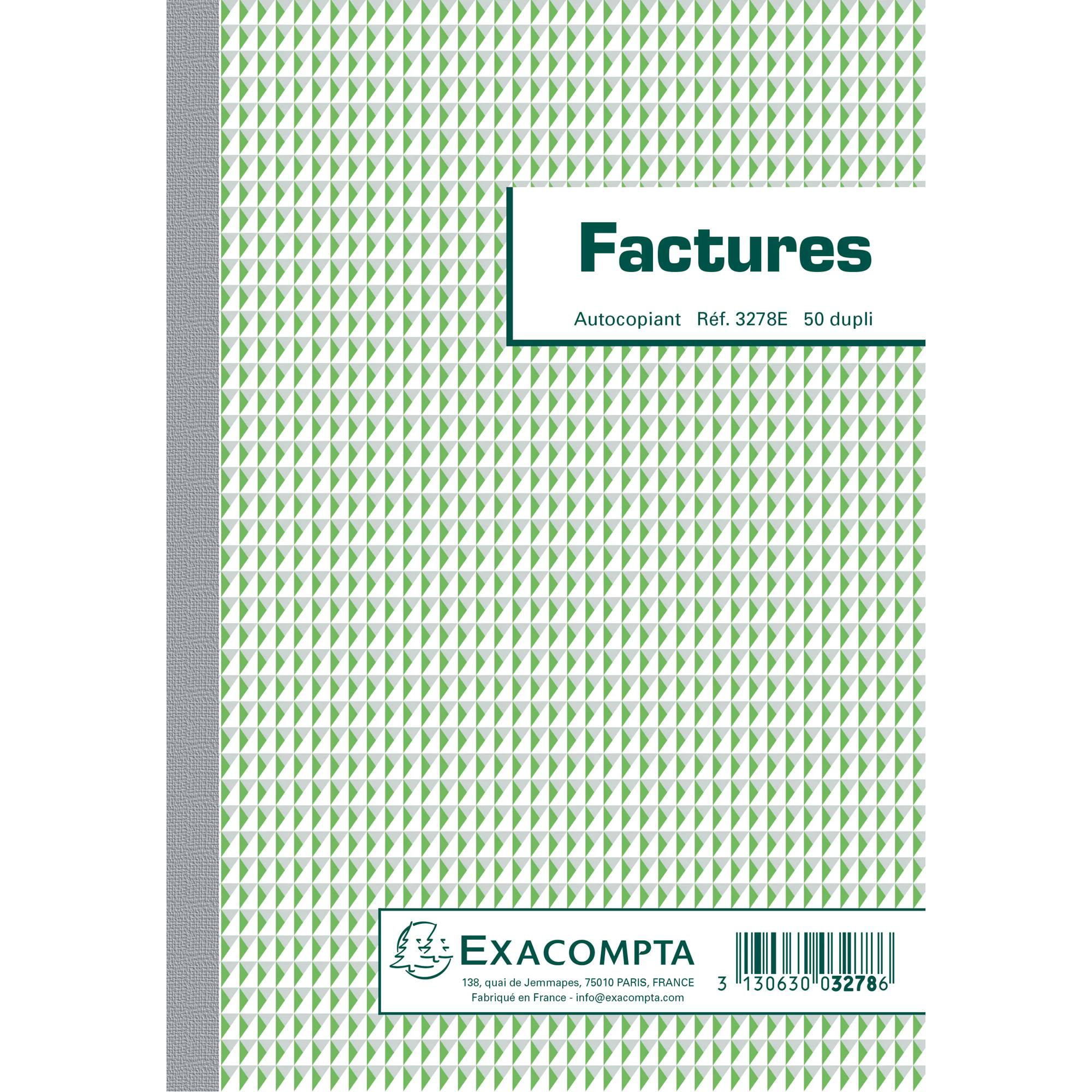 EXACOMPTA Manifold Factures avec mention TVA 21x14 8cm 50 feuillets dupli autocopiants