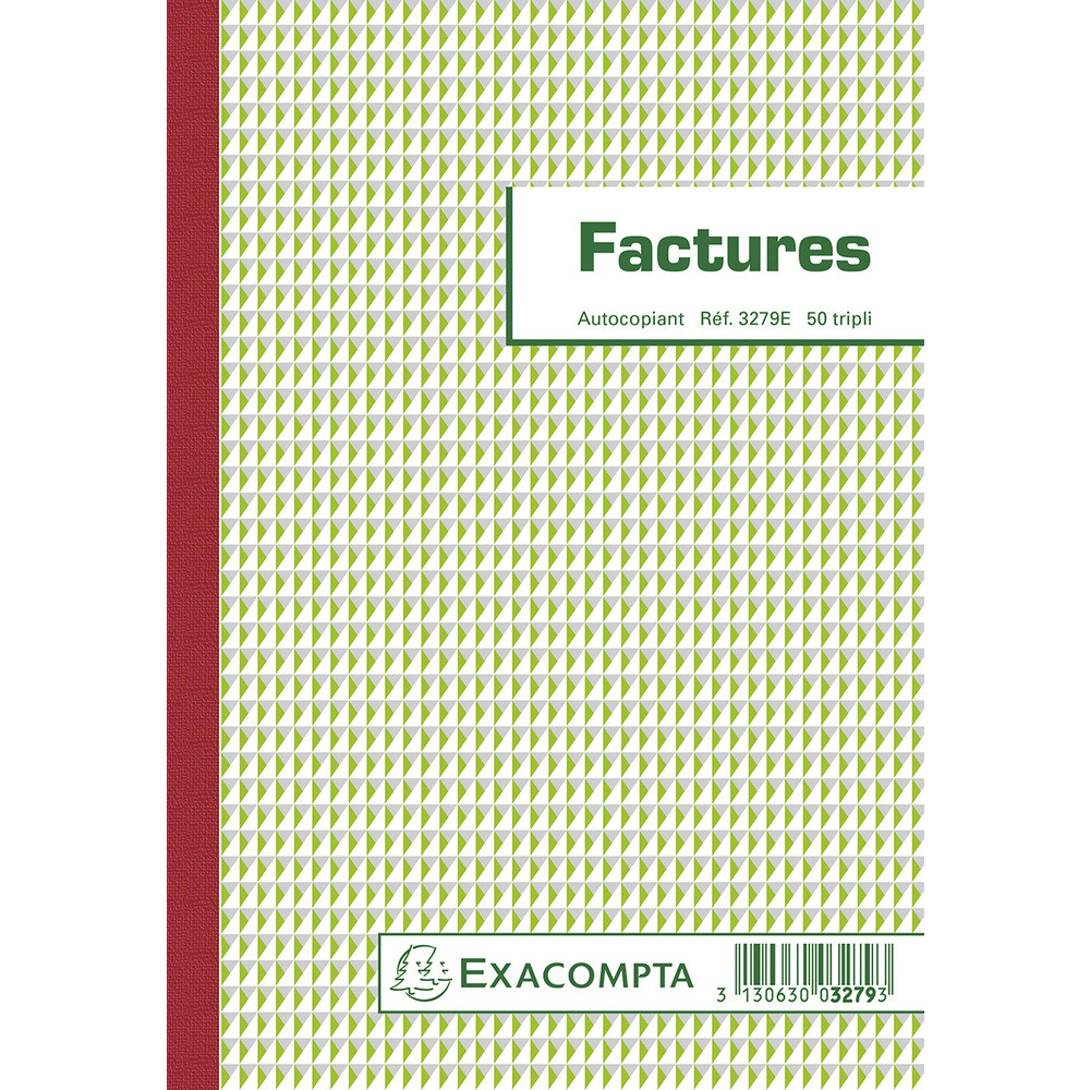 EXACOMPTA Manifold Factures avec mention TVA 21x14,8cm 50 feuillets tripli autocopiants