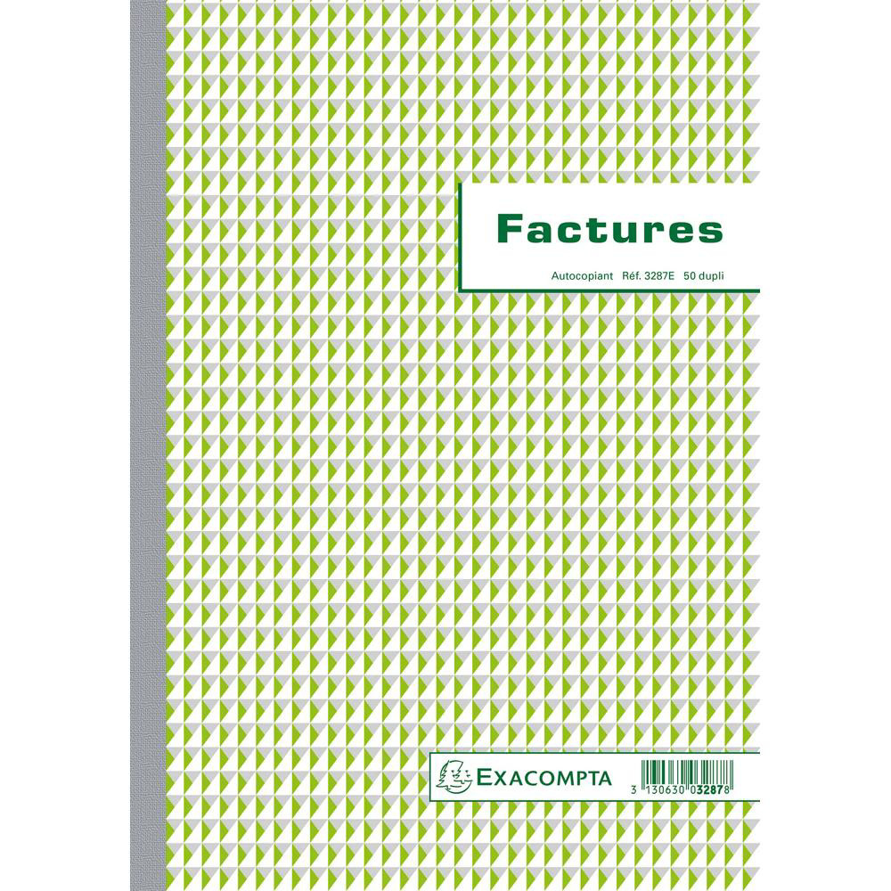 EXACOMPTA Manifold Factures avec mention TVA 29 7x21cm 50 feuillets dupli autocopiants