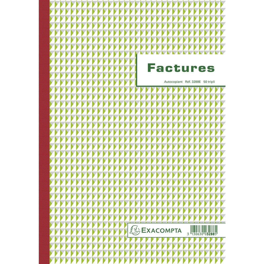 EXACOMPTA Manifold Factures avec mention TVA 29,7x21cm 50 feuillets tripli autocopiants