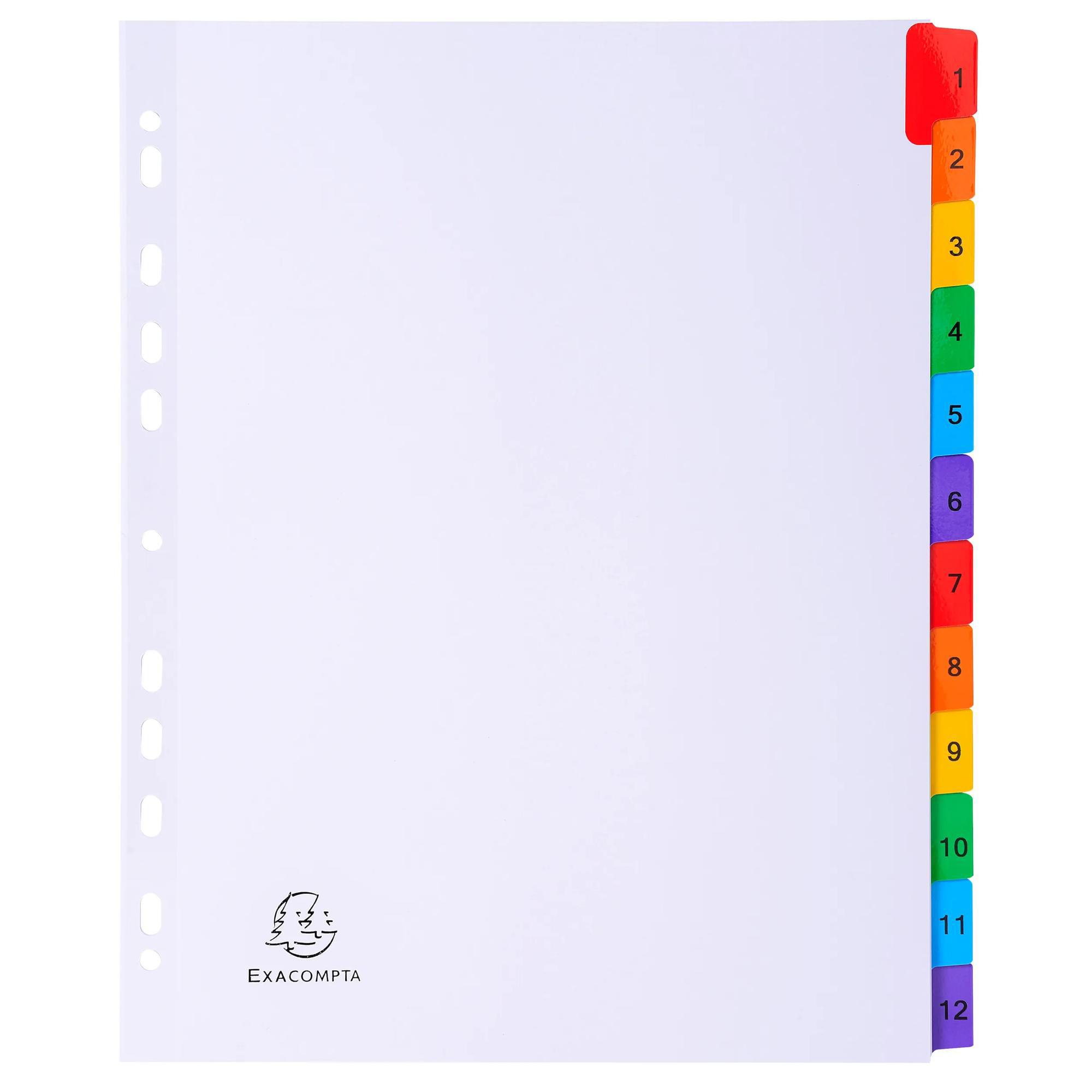 EXACOMPTA Intercalaire num&eacute;rique  - 12 positions - carte blanche 170g - A4+