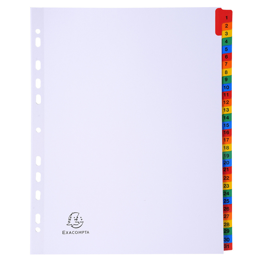 EXACOMPTA Intercalaires Imprims numriques carte blanche 160g- 31 positions - A4 Maxi - Blanc