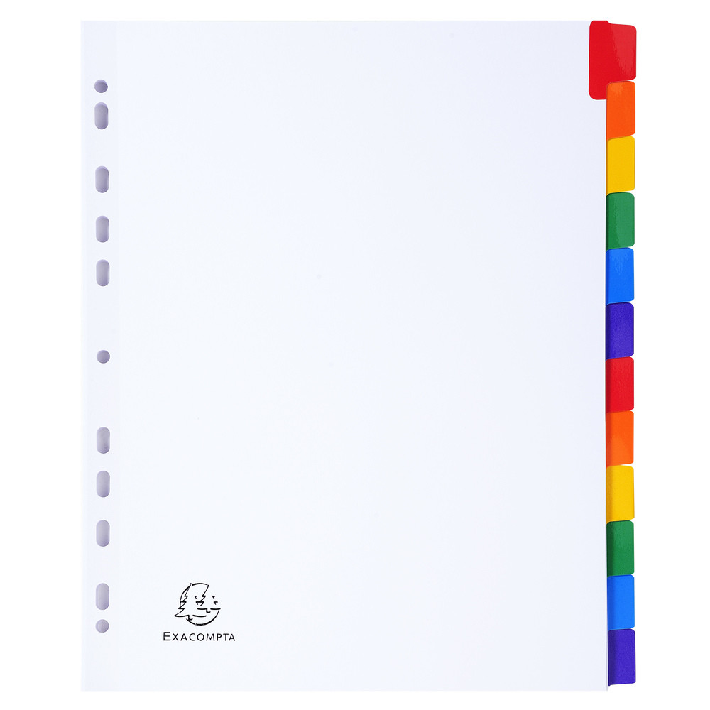 EXACOMPTA Intercalaires carte blanche 160g - 12 positions - A4+ - Blanc