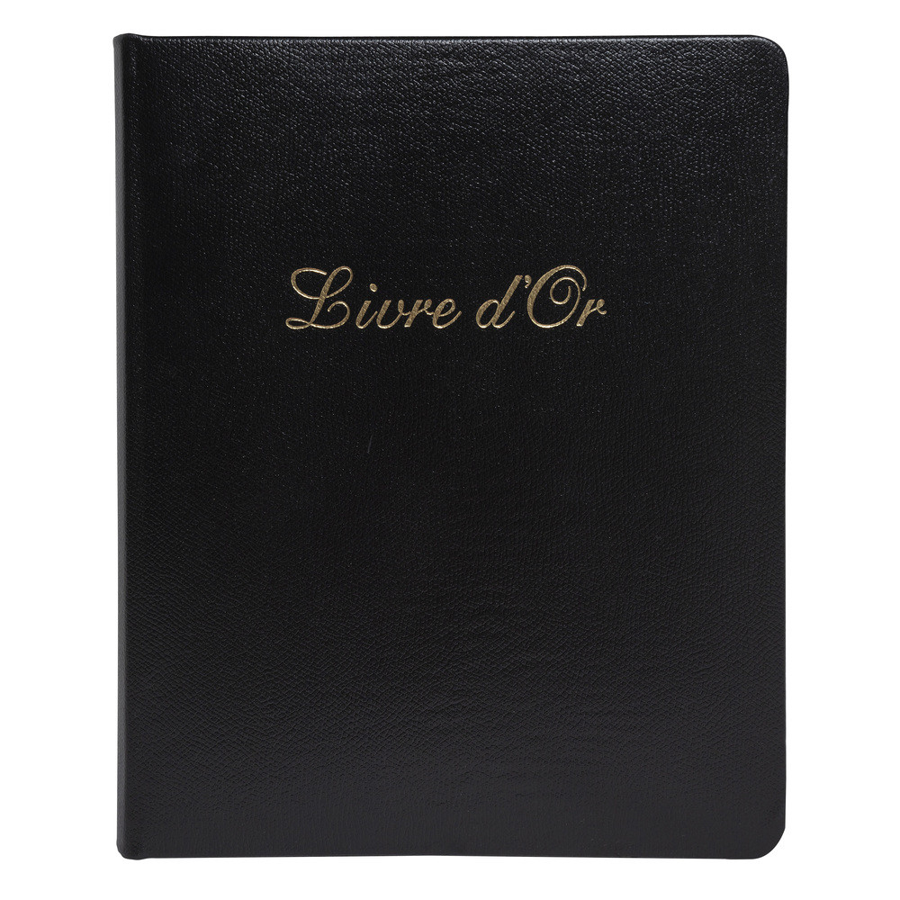 EXACOMPTA Livre d'or Cuir Alpille 140 pages ivoire - 26x22cm vertical - Noir