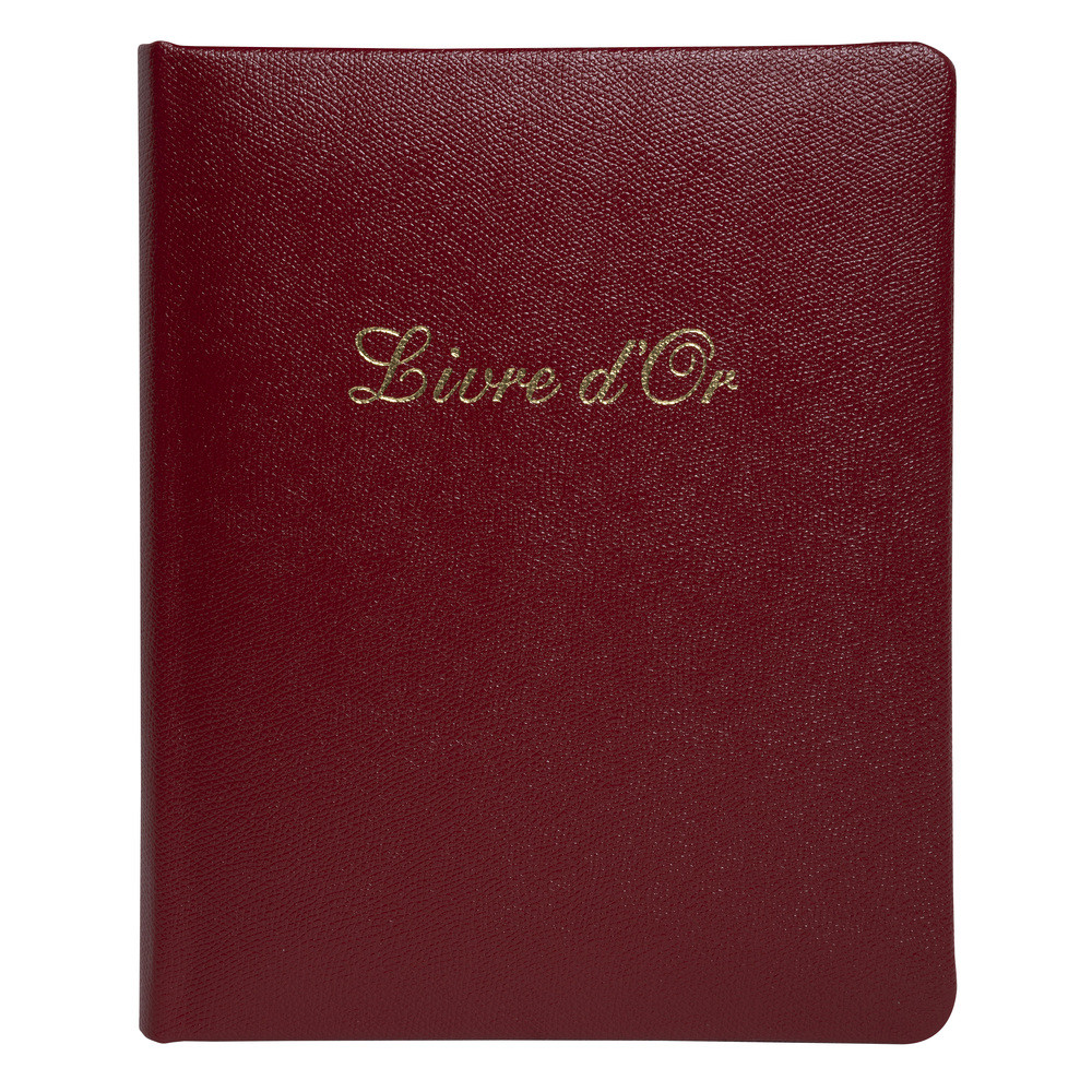 EXACOMPTA Livre d'or Cuir Alpille 140 pages ivoire - 26x22cm vertical - Rouge