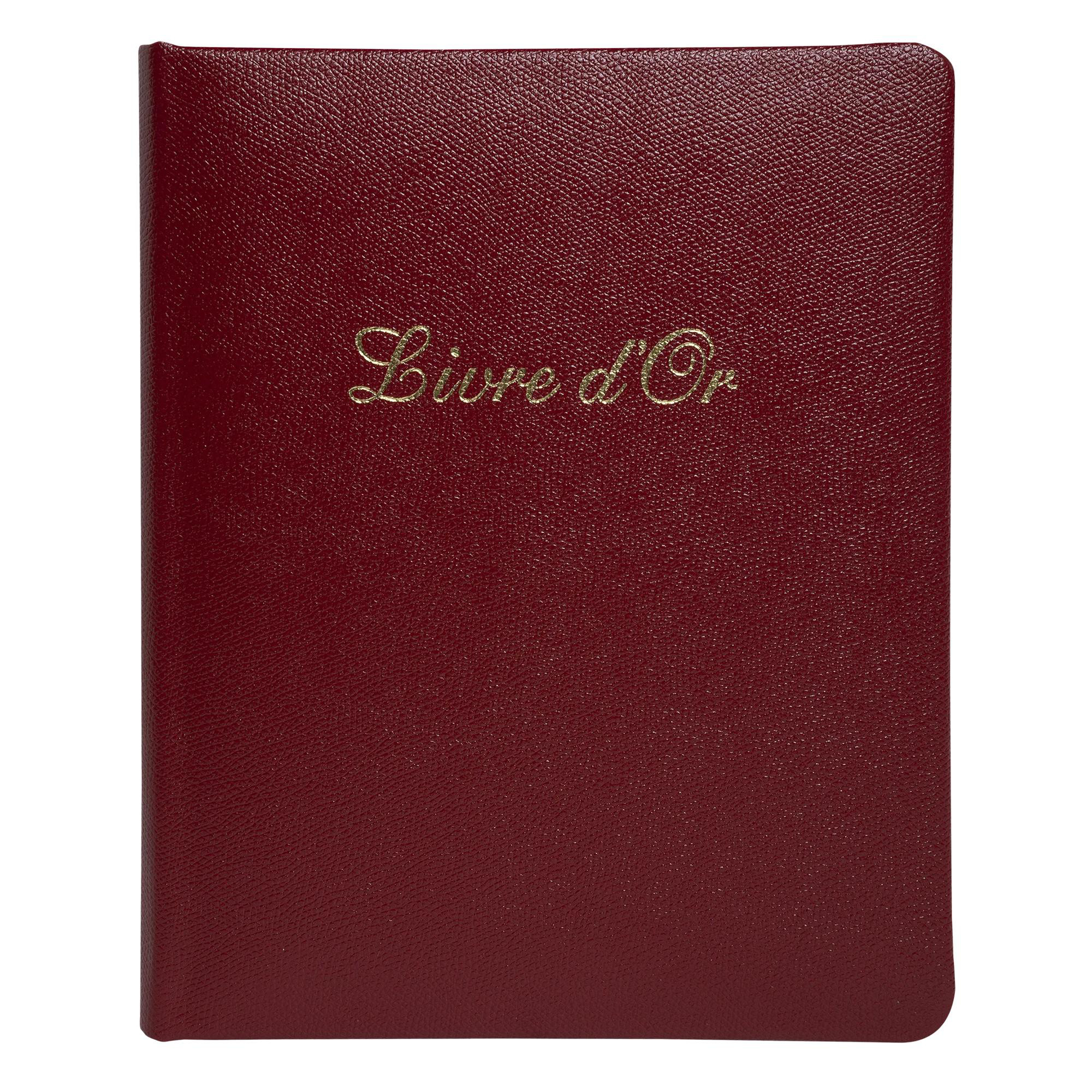 Exacompta Livre d'or Cuir Alpille 140 pages ivoire - 26x22cm vertical Rouge - vue 2