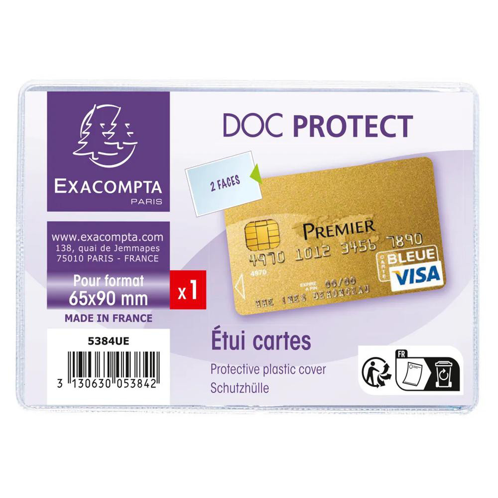 EXACOMPTA Etui de protection pour carte bancaire PVC lisse 20/100e - Cristal