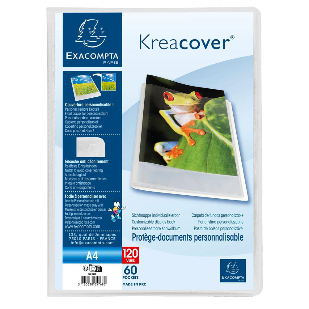 EXACOMPTA Protège-documents en polypropylène semi rigide Kreacover® Chromaline 120 vues - A4 - Incolore