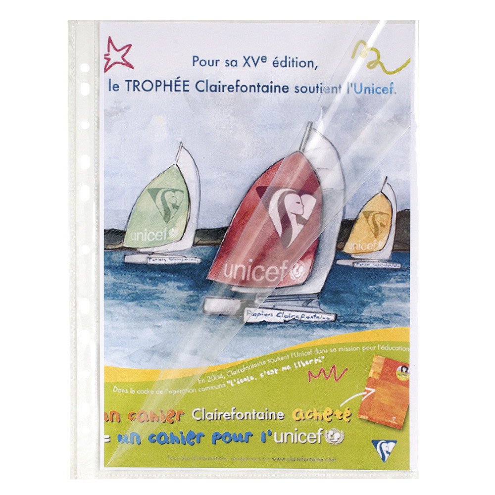 EXACOMPTA Etui carton de 100 pochettes perfores ouverture haut et ct - polypropylne lisse 6/100e - A4 - Cristal
