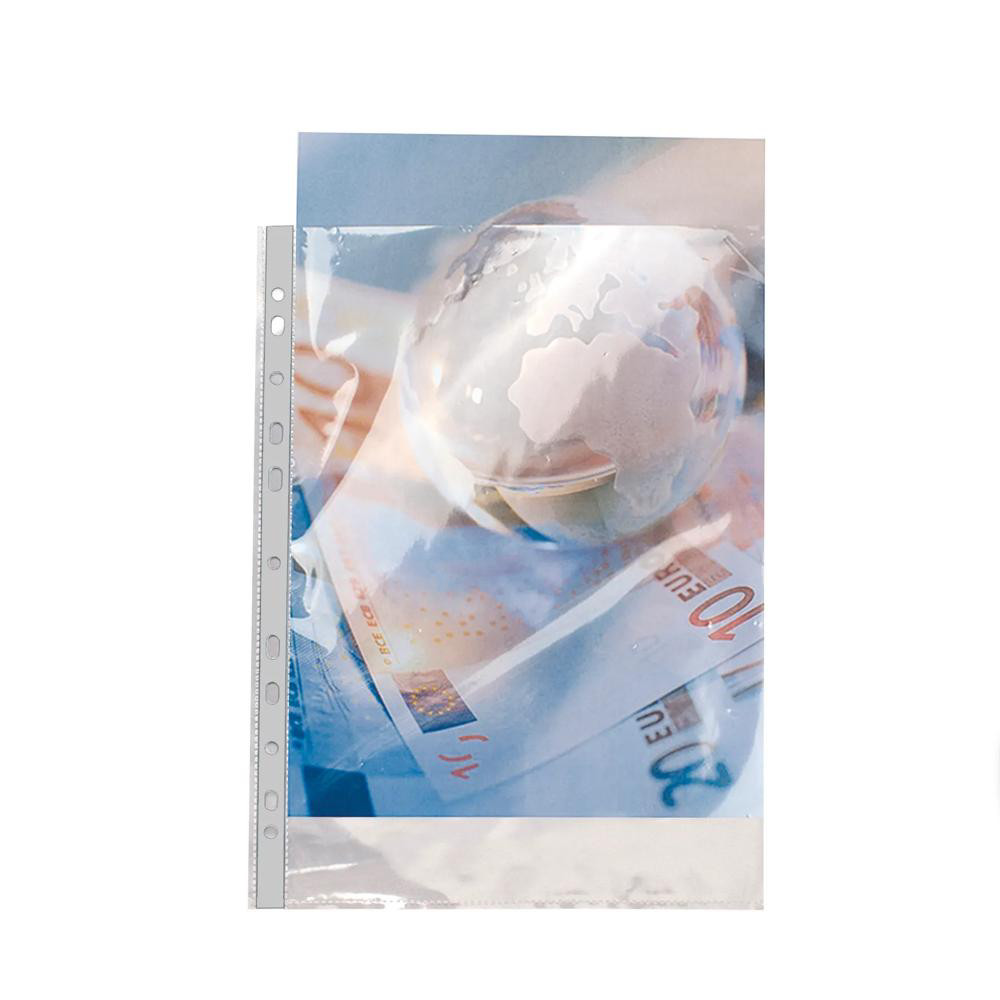 EXACOMPTA Sachet de 50 pochettes perfores polypropylne lisse Haute qualit 9/100e - A4 - Cristal