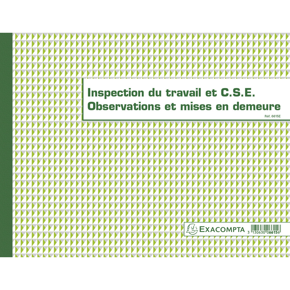 EXACOMPTA Piqûre 24x32cm Registre de 'Inspection du travail et du C. .E. folioté 16 pages