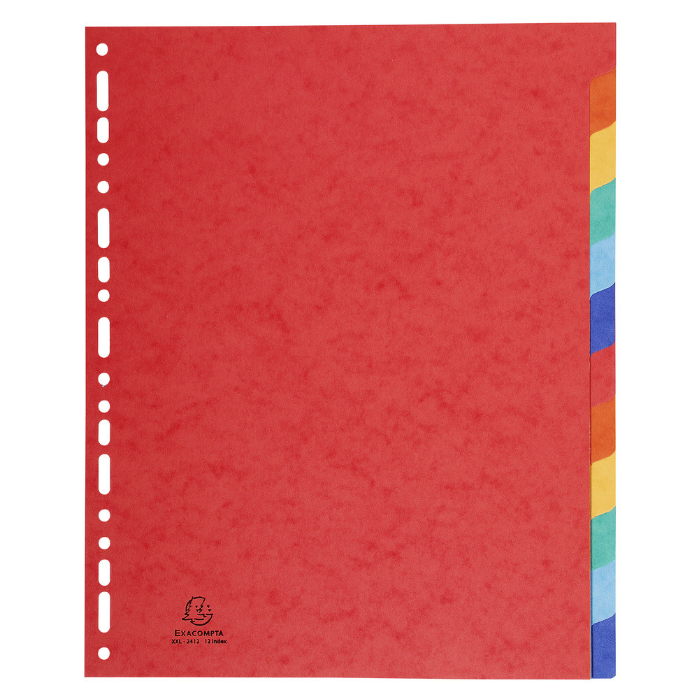 EXACOMPTA Intercalaires carte lustre 225g 12 positions - format 24x32cm - Couleurs assorties