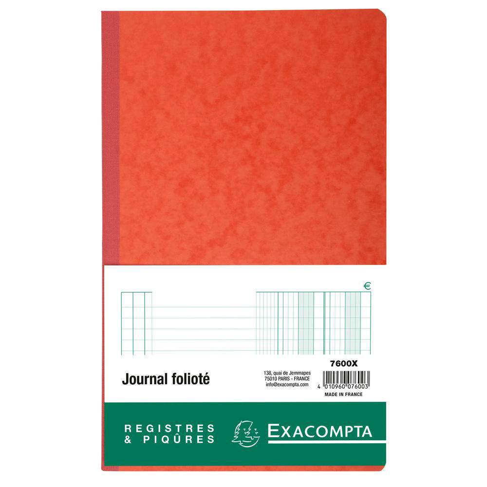EXACOMPTA Piqûre Journal folioté avec feuille d'identification 38 lignes texte FR 80 pages Couleurs assorties