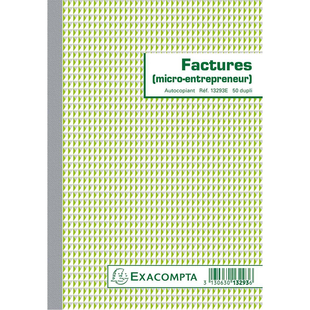 EXACOMPTA Manifolds Factures micro entrepreneur 21x14 8cm 50 feuillets autocopiants dupli