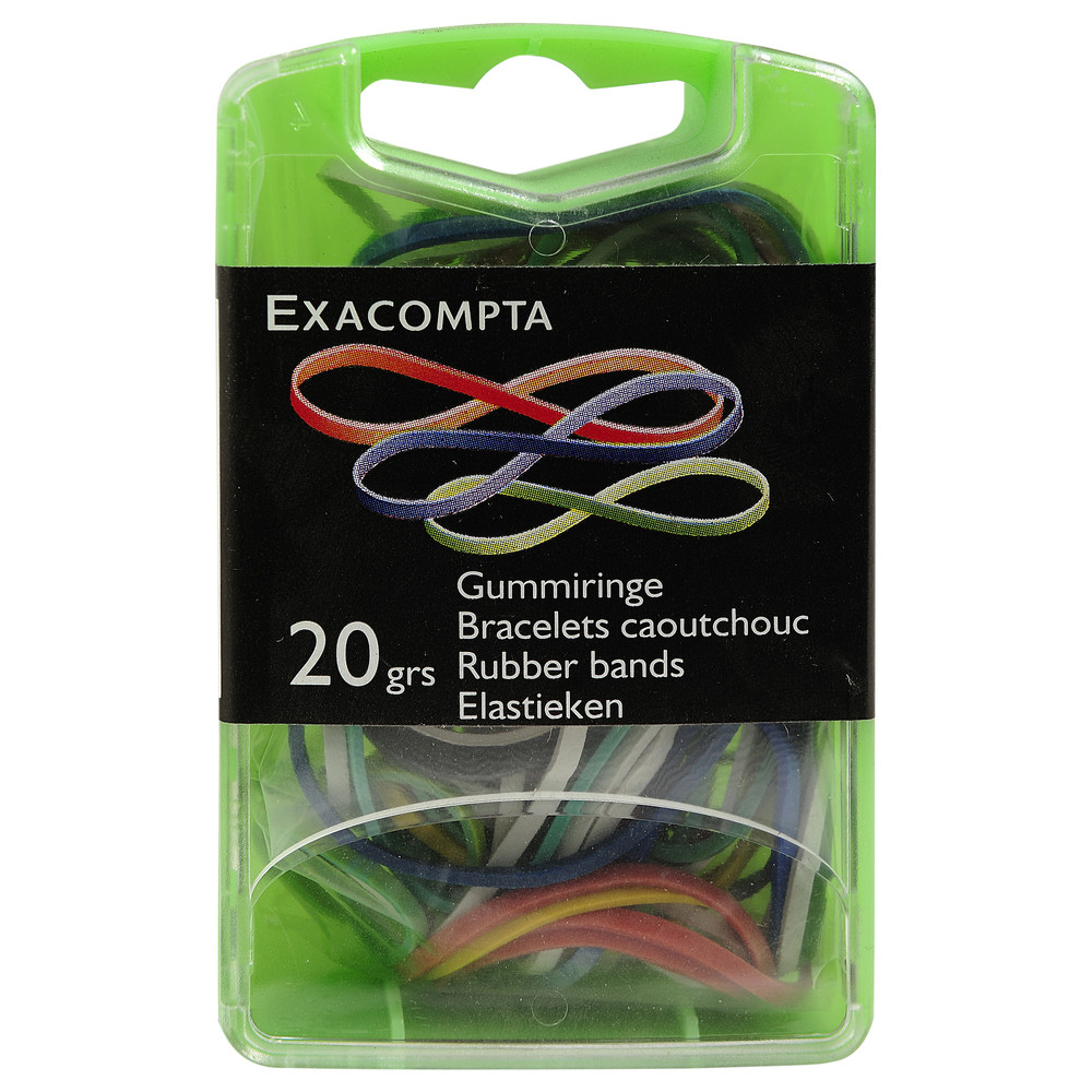 EXACOMPTA Bote de bracelets caoutchouc 20g - Couleurs assorties