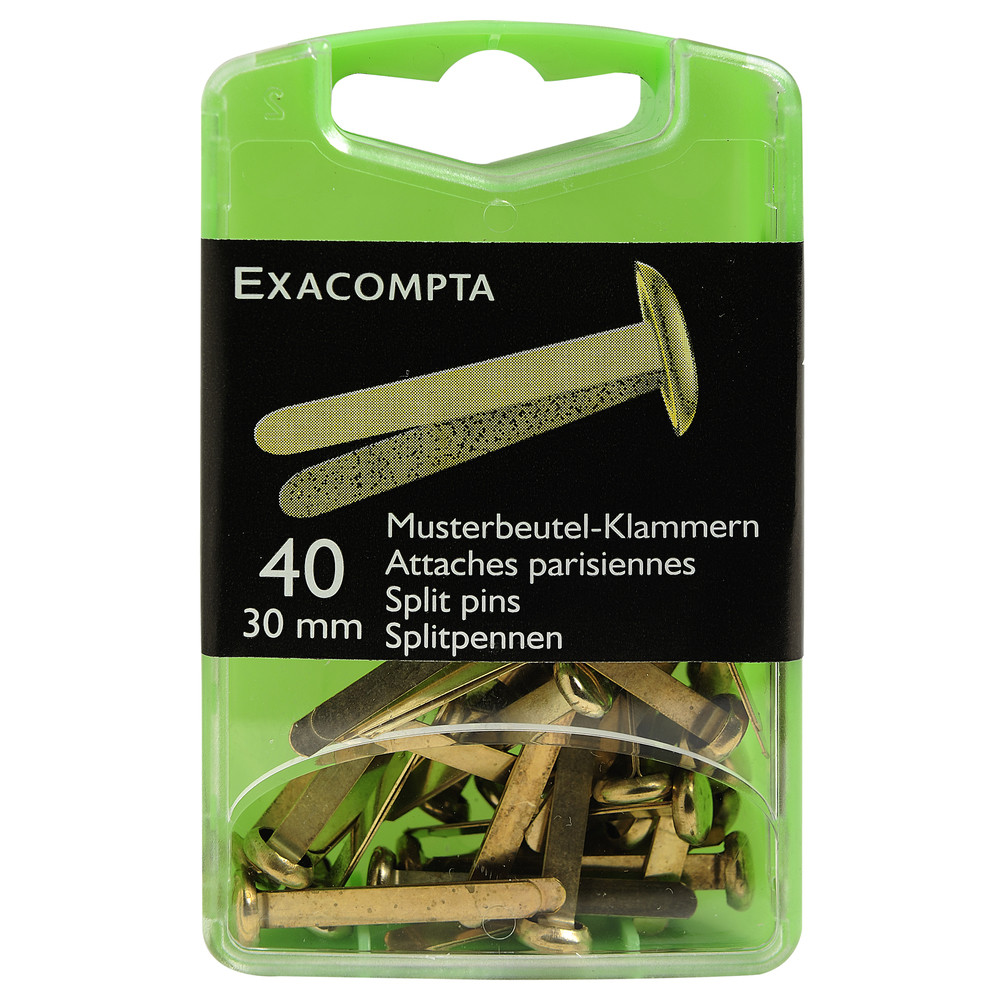 EXACOMPTA Bote de 40 attaches parisiennes 30mm - Or