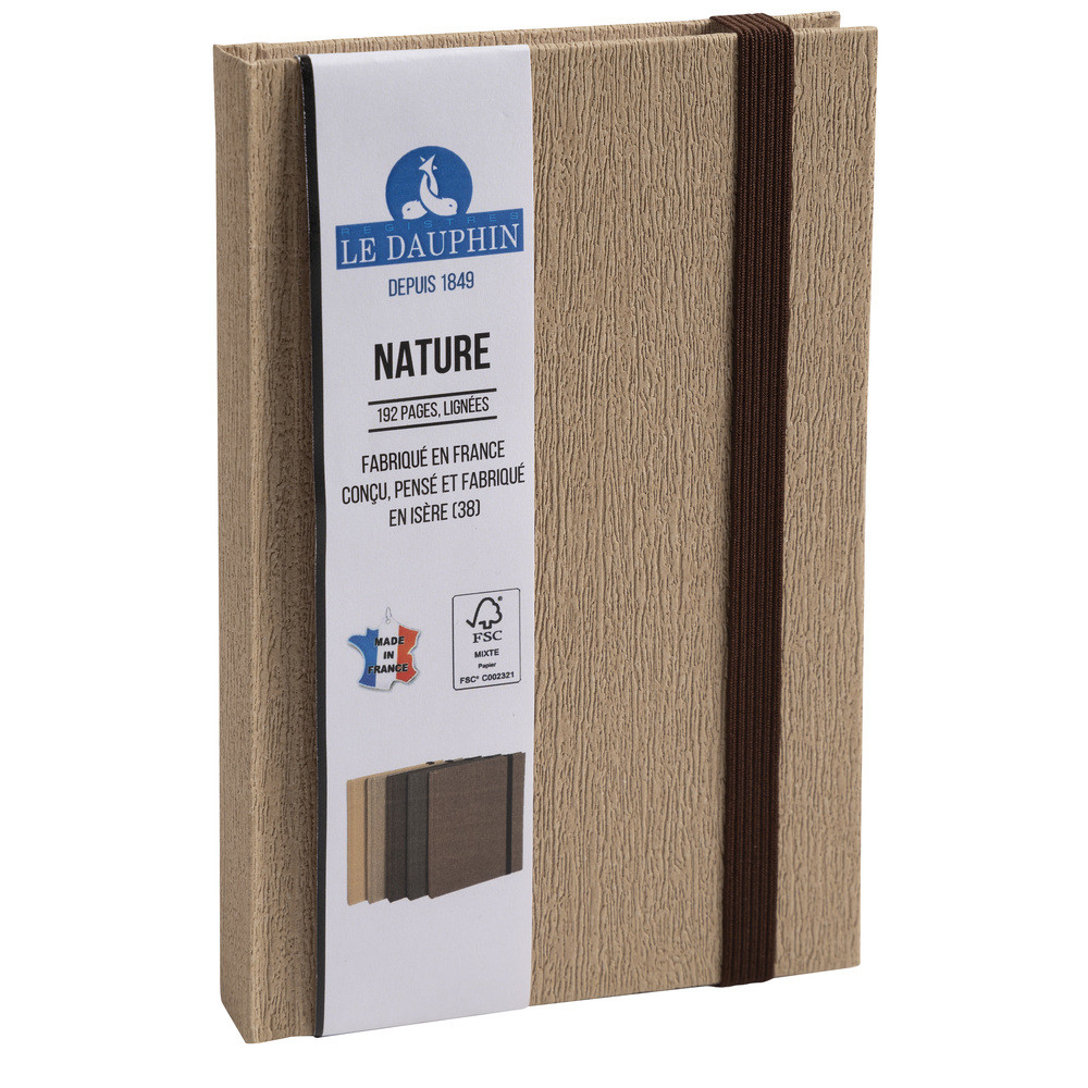 LE DAUPHIN Carnet Nature 170x110, 192 pages lignes - Marron