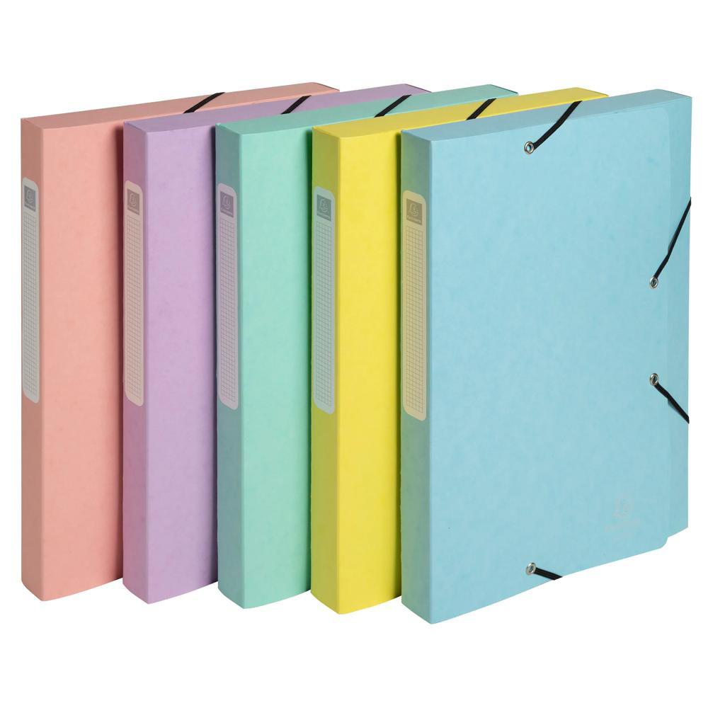 EXACOMPTA+Boite+de+classement+Cartobox+livree+à+plat+Dos+25mm+carte+lustree+Aquarel+-+A4+-+Couleurs+assorties