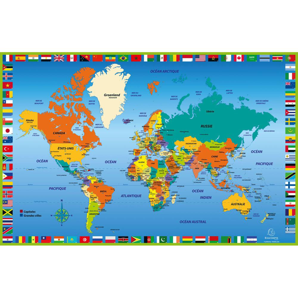 EXACOMPTA Sous-main rigide PVC Monde - 37,5x57,5 cm - Visuel