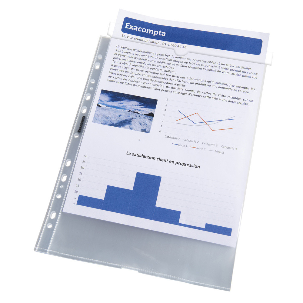 EXACOMPTA Bloc 50 pochettes perfores PP lisse Quick Doc - A4 - Cristal