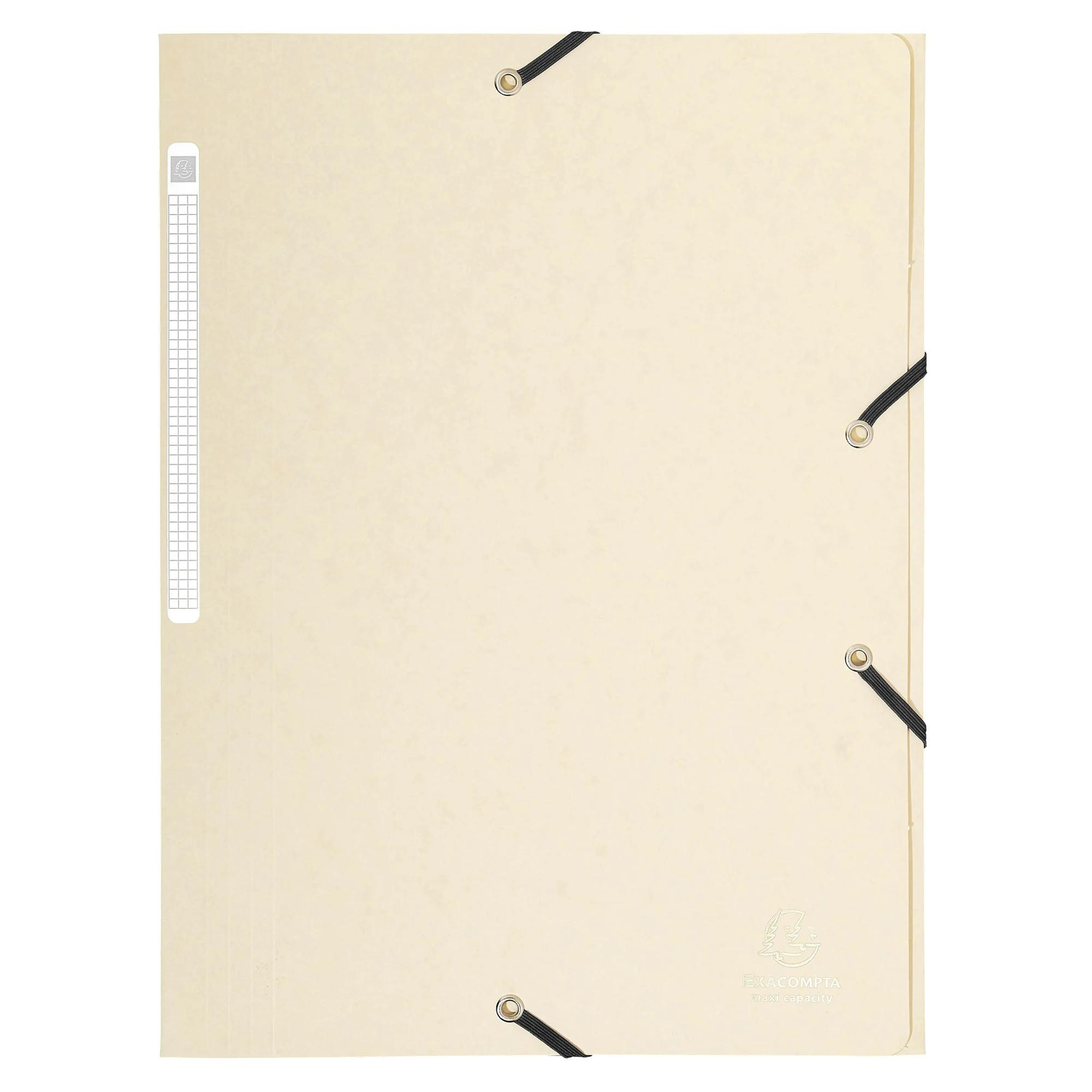 EXACOMPTA Chemise à élastiques Maxi capacity carte lustrée 425gm2 - A4 - Ivoire