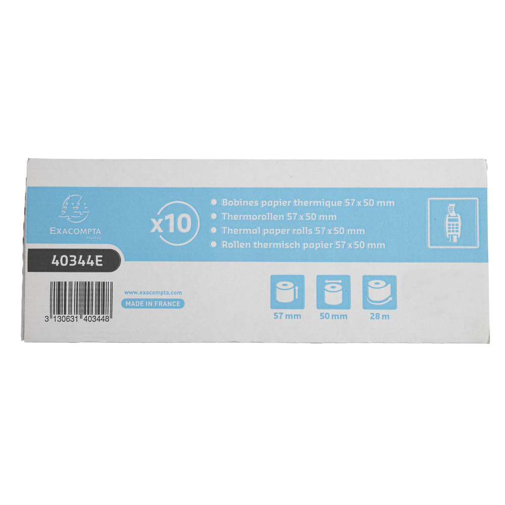 EXACOMPTA Bobine pour tickets de carte bancaire 57x50mm - 28m - 1 pli thermique 55g/m2. - Blanc