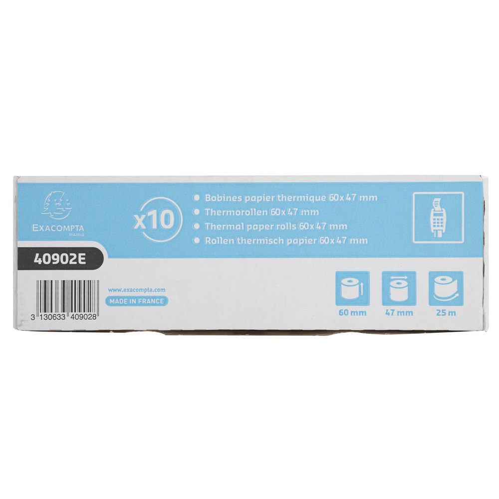 EXACOMPTA Bobine pour tickets de carte bancaire 60x47mm - 25m - 1 pli thermique 55g/m2. - Blanc