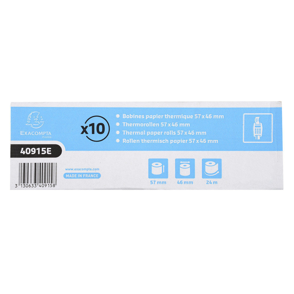 EXACOMPTA Bobine pour tickets de carte bancaire 57x46mm - 24m - 1 pli thermique 55g/m2. - Blanc