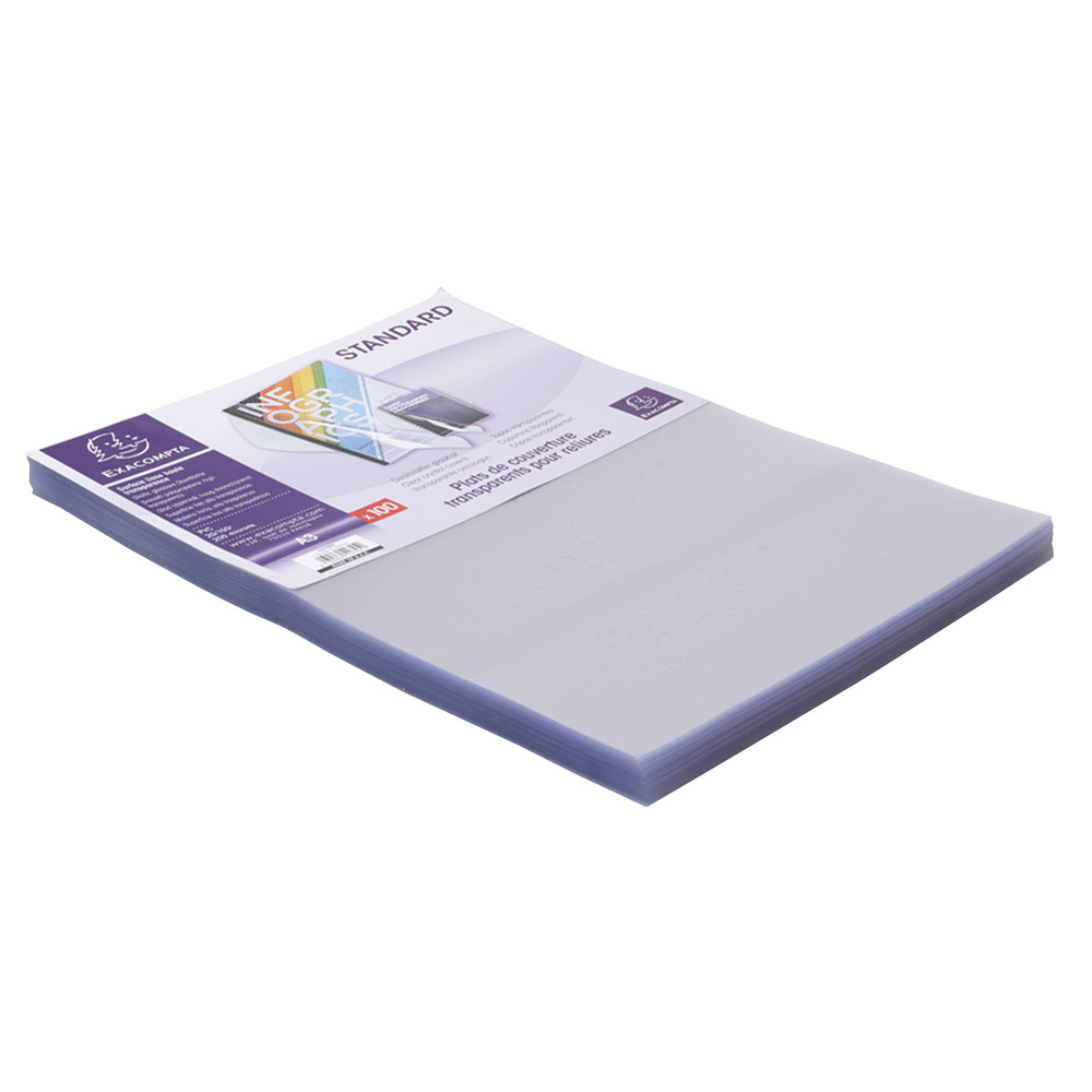 EXACOMPTA Boite de 100 plats pour relier PVC 20x100e - A3 - Cristal