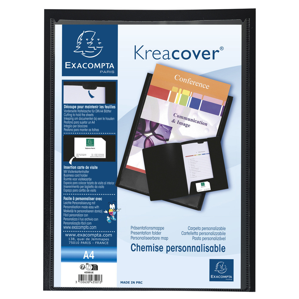 EXACOMPTA Chemise de prsentation polypropylne souple Krea Cover - A4 - Noir