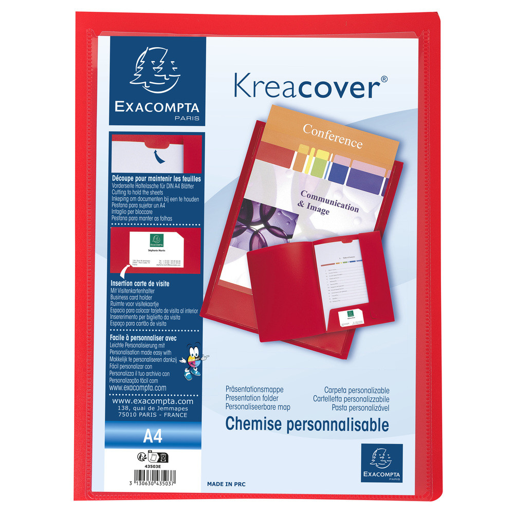 EXACOMPTA Chemise de prsentation polypropylne souple Krea Cover - A4 - Rouge