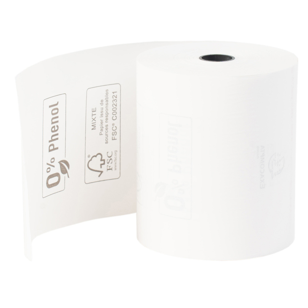 EXACOMPTA Bobine pour tickets de caisse 80x70m - 72m - 1 pli thermique 48m2 sans Phenol. - Blanc