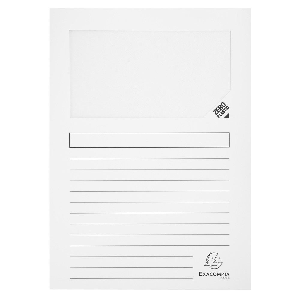 EXACOMPTA Paquet de 100 chemises  fentre SUPER 160g/m2 - 22x31cm - Blanc