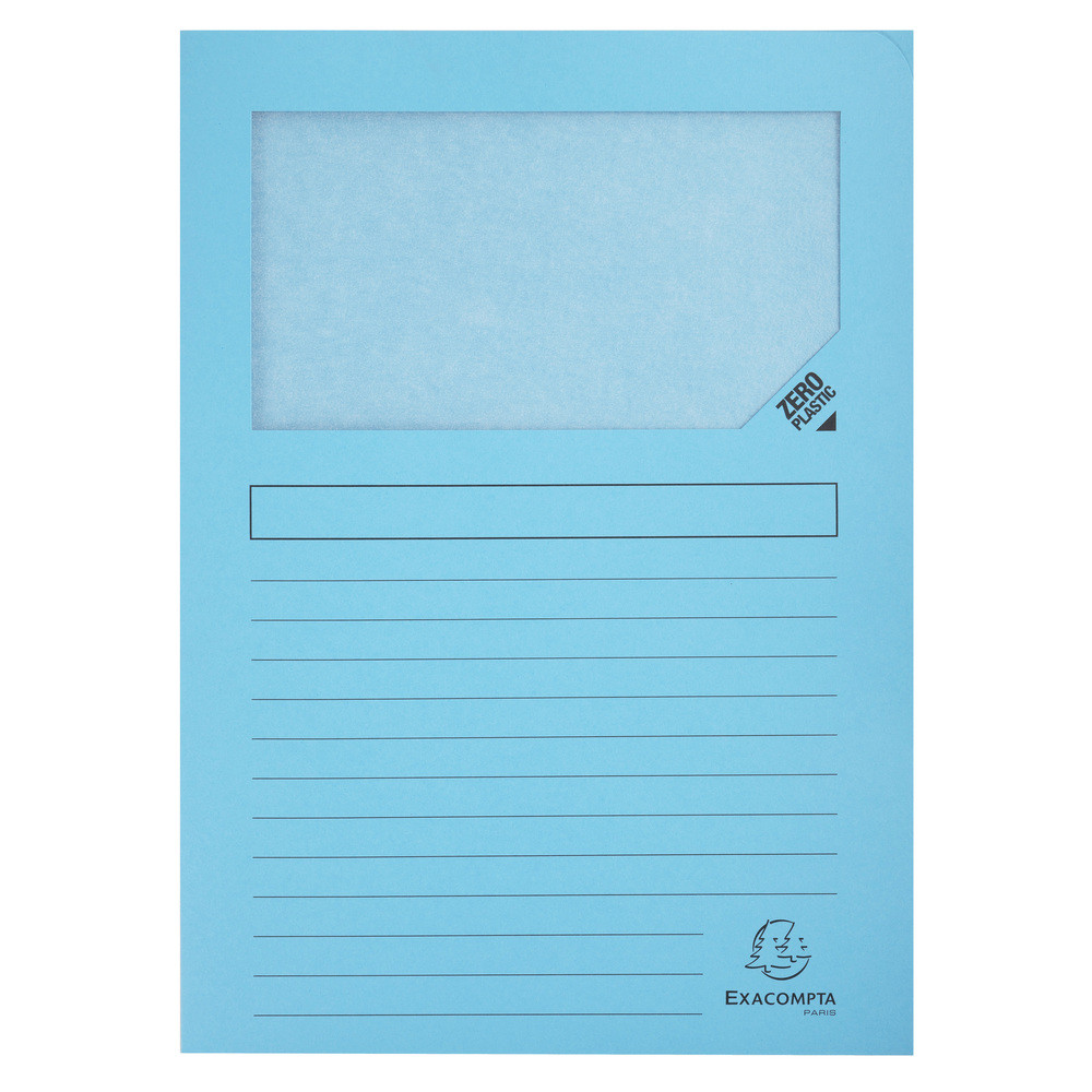 EXACOMPTA Paquet de 100 chemises  fentre SUPER 160g/m2 - 22x31cm - Bleu clair