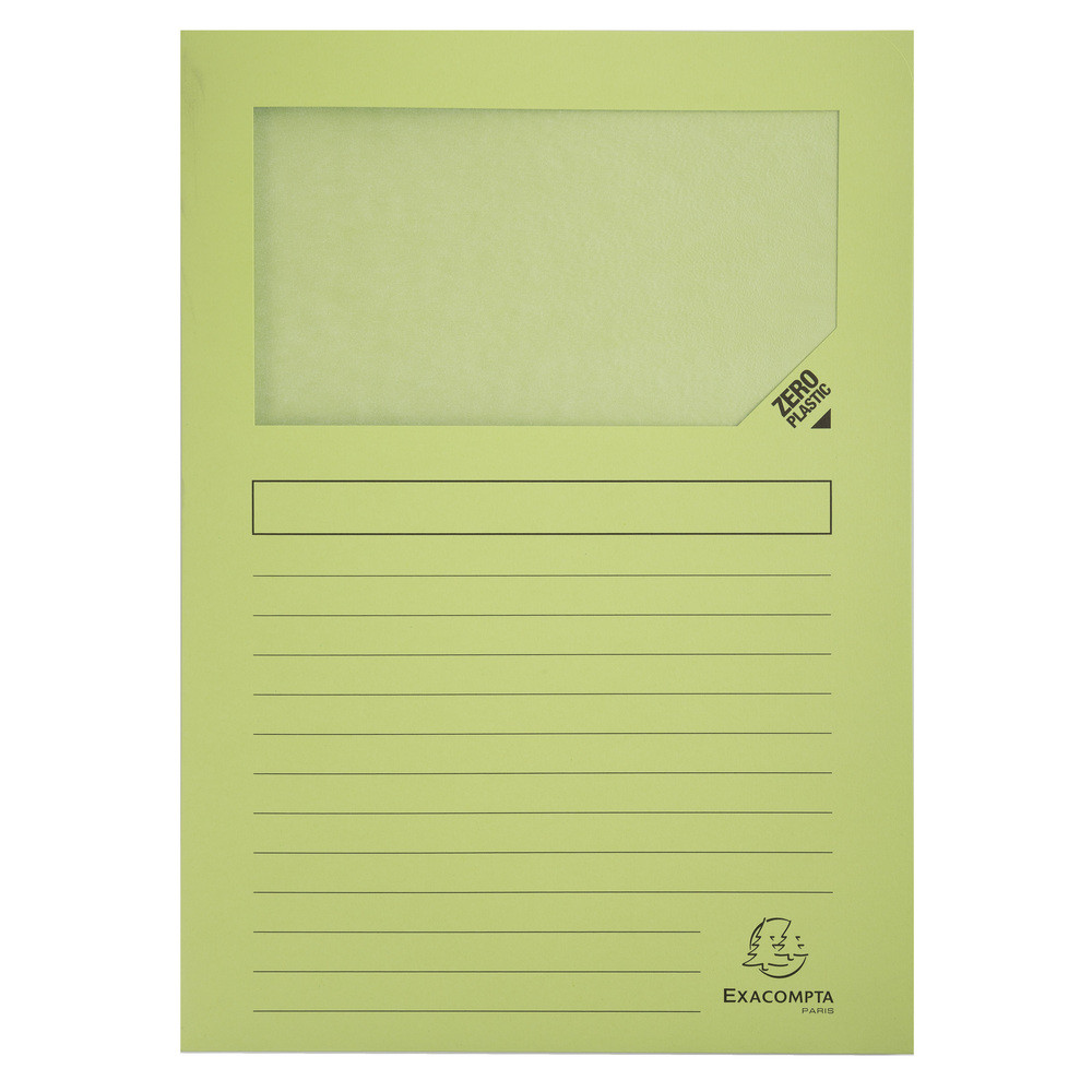 EXACOMPTA Paquet de 100 chemises  fentre SUPER 160g/m2 - 22x31cm - Vert clair