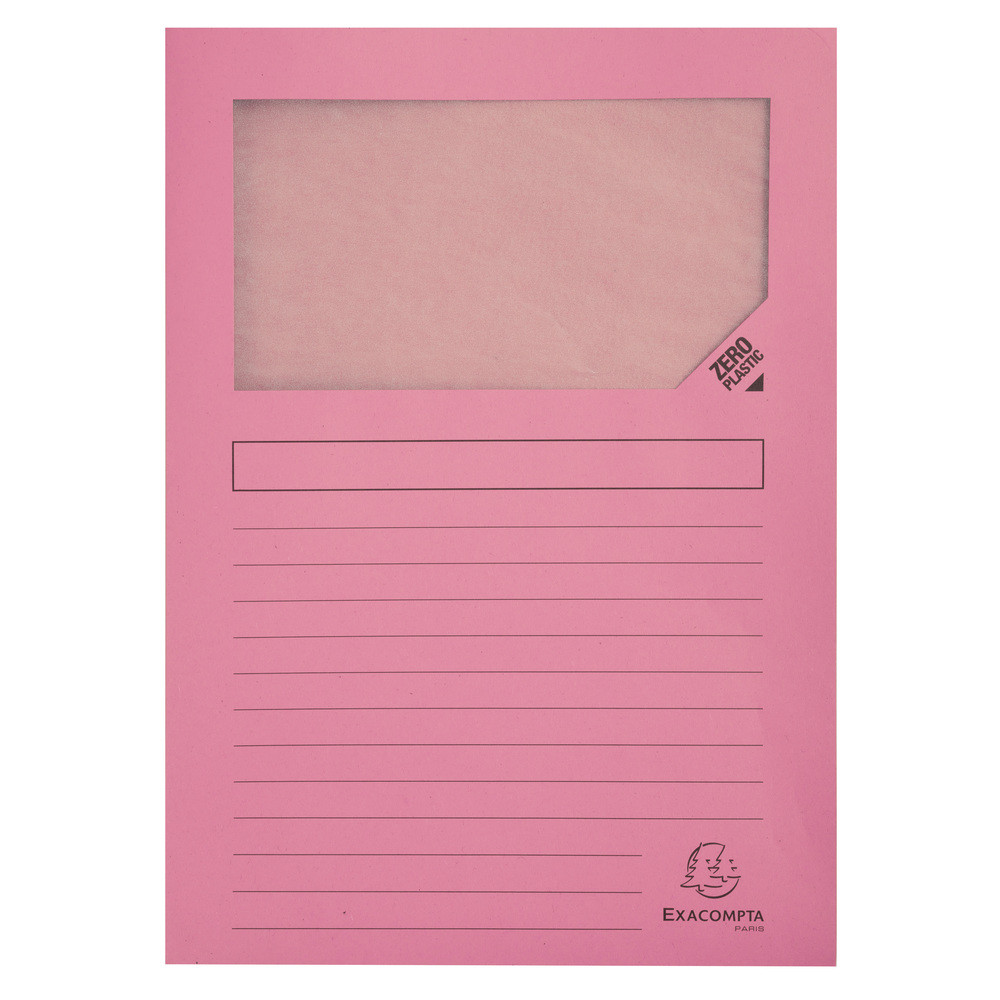 EXACOMPTA Paquet de 100 chemises  fentre SUPER 160g/m2 - 22x31cm - Rose