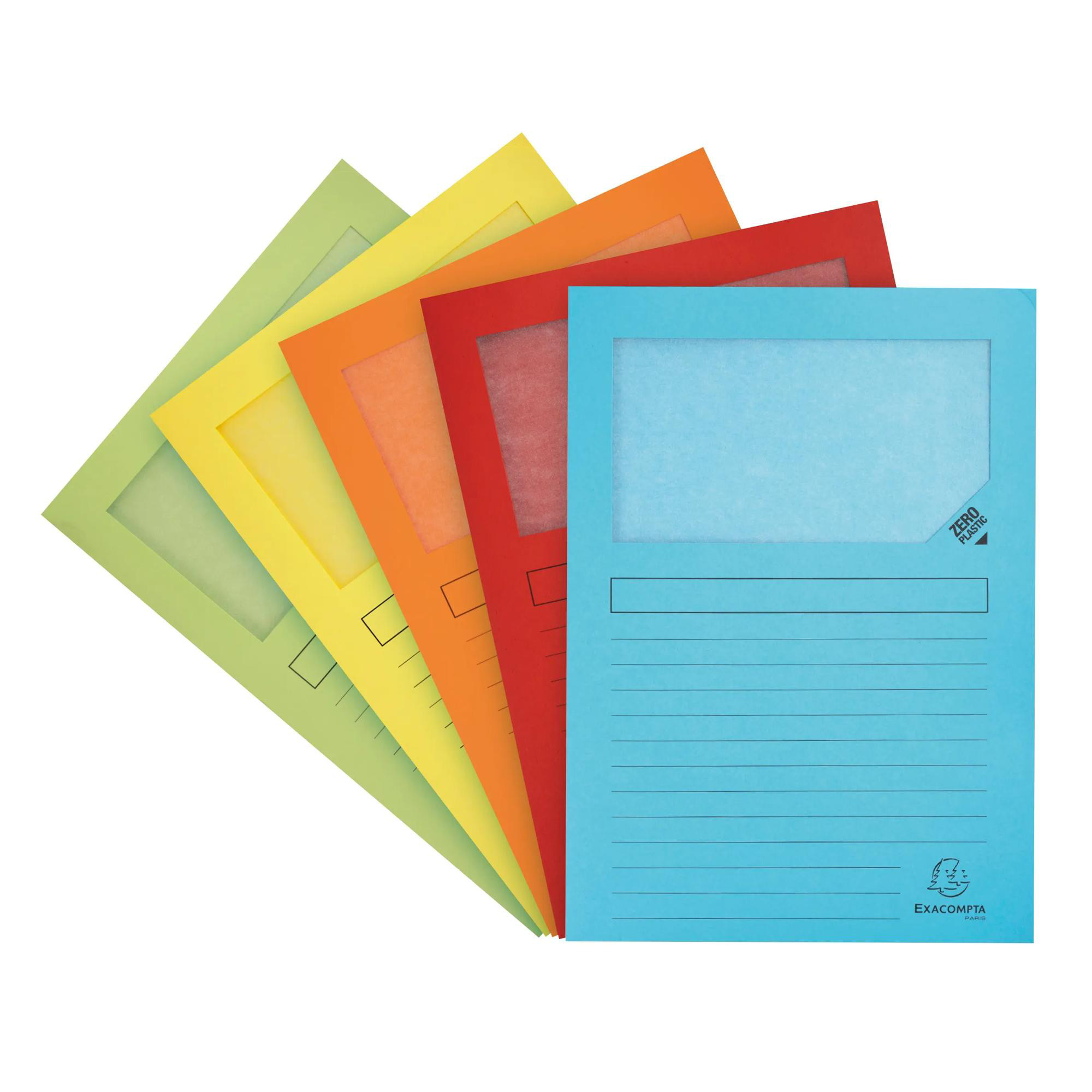 EXACOMPTA Paquet de 50 chemises à fenêtre à soufflet SUPER 160g/m2 - 22x31cm - Couleurs assorties