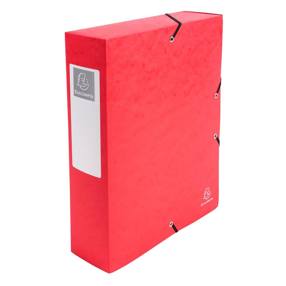 EXACOMPTA Boite de classement Exabox Dos 80mm Carte lustrée - A4 - Rouge
