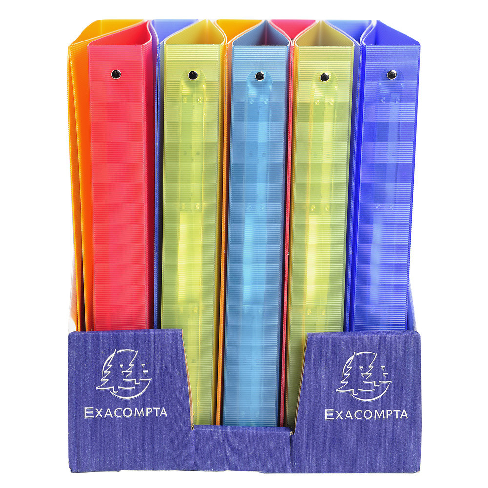 EXACOMPTA Classeur 4 anneaux 30mm polypropylne 12/10e Linicolor - A4 maxi - Couleurs assorties