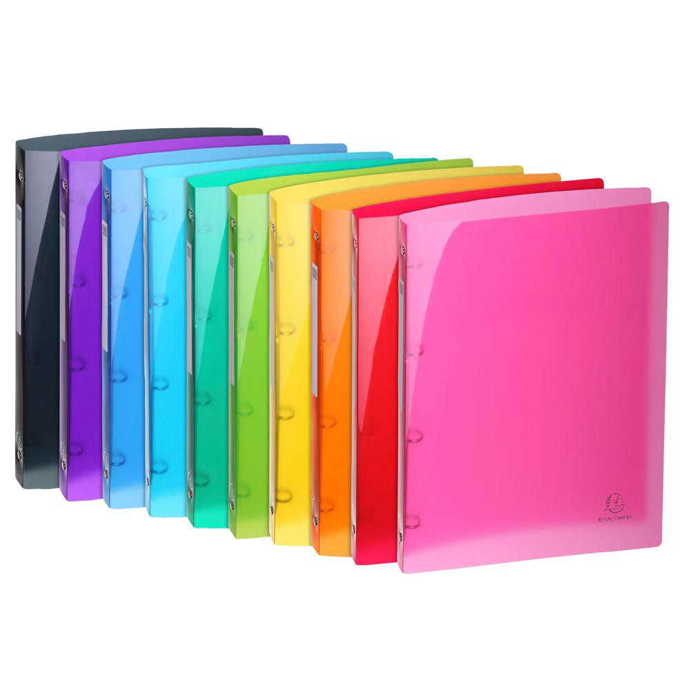 EXACOMPTA Classeur 4 anneaux 15mm IDERAMA PP polypropylène 5/10e - A4 - Couleurs assorties