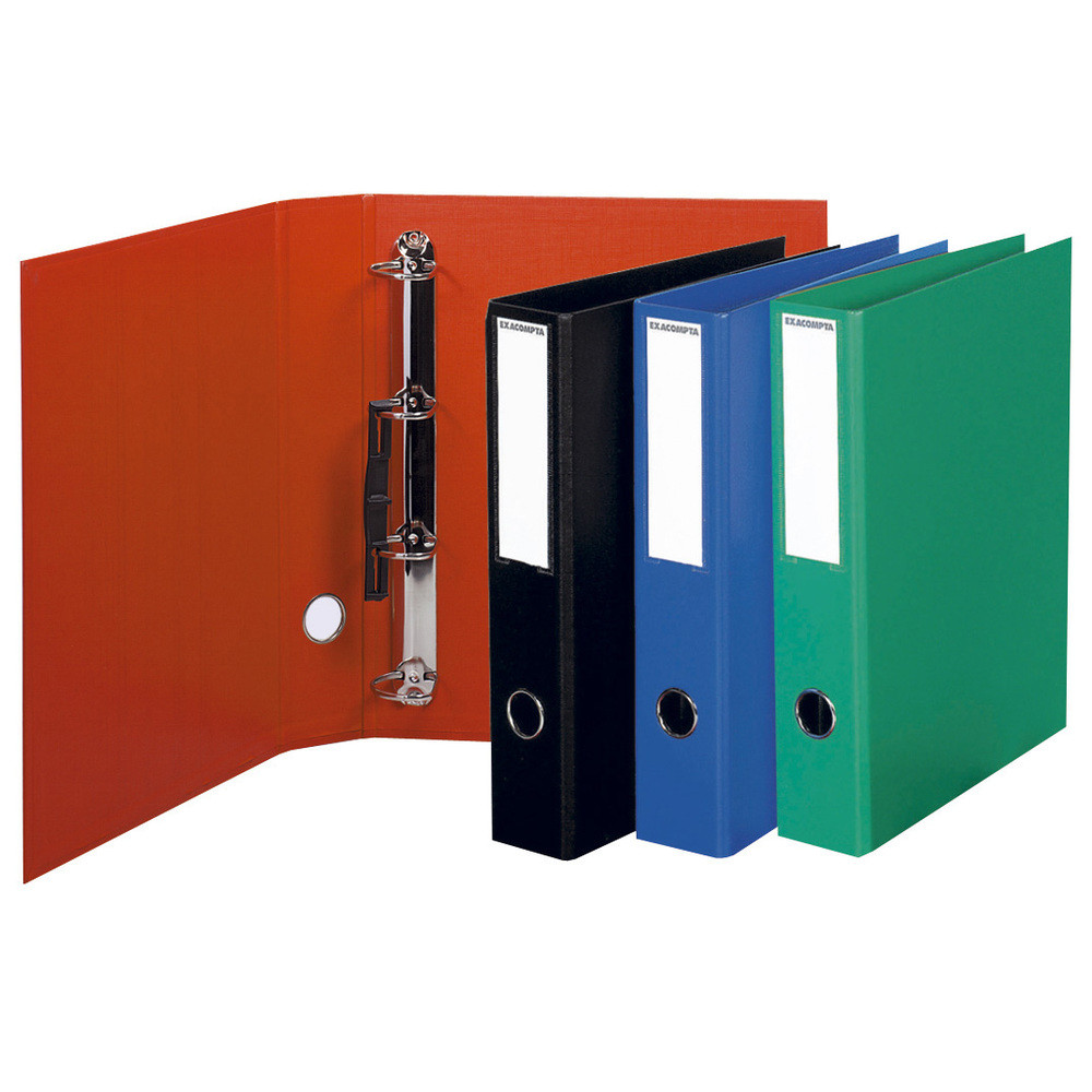 EXACOMPTA Classeur rembord PVC 4 anneaux en D de 50mm en 3me de couverture - A4 maxi - Couleurs assorties